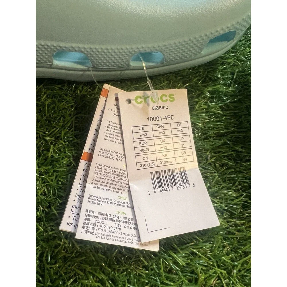 NWT Crocs Classic Clog Slide Ultra Light Turquoise Mens Size 13 🆕